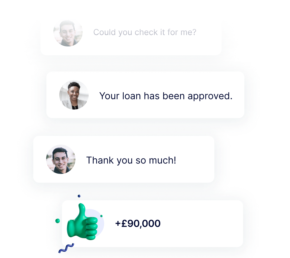 chat showing a business loan approval conversation